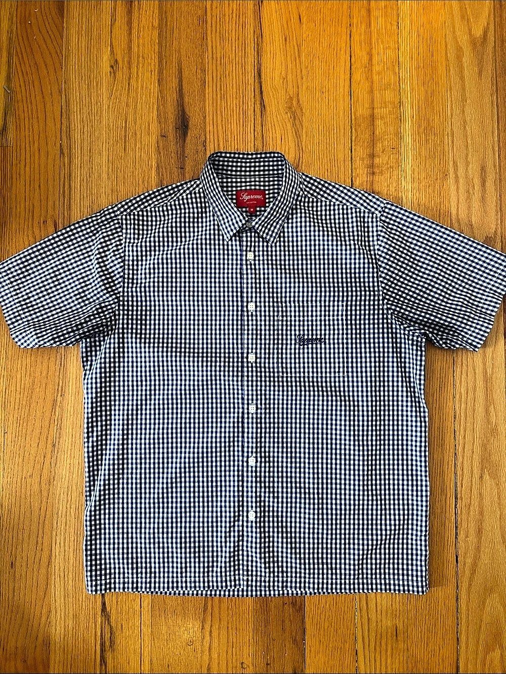Supreme Gingham Short Sleeve Shirt Blue & White Medium